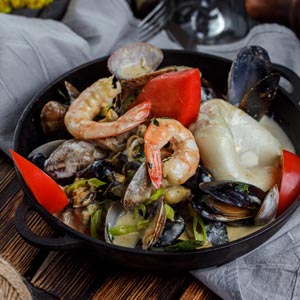 Сковородка из морепродуктов